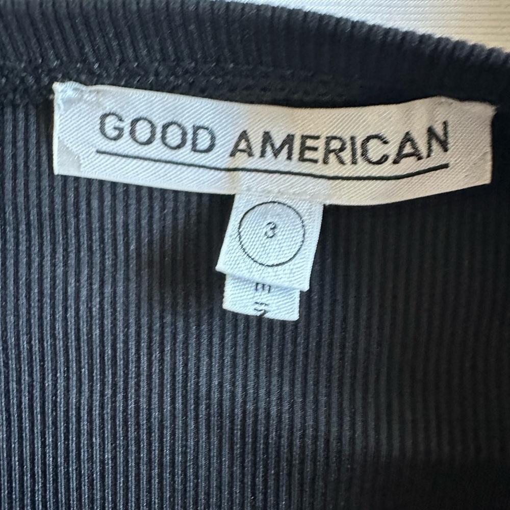 Good American Black micro Ribbed Off-Shoulder Top size 3 - Picture 6 of 7